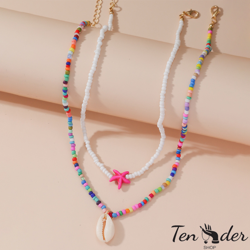 COD-ส่งเร็วจากไทย🎀แฮนด์เมดลูกปัดไหปลาร้าโซ่ผู้หญิงอารมณ์สดชื่นสร้อยคอชุดสร้อยคอปลาดาว-Tender