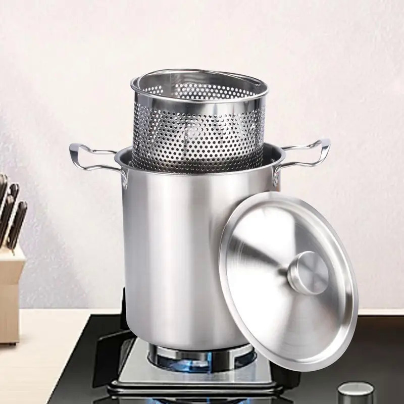 Stainless Steel Deep Fryer Household Deep Pot High Soup Pot Japanese Style Filter Pot Multifunctiona