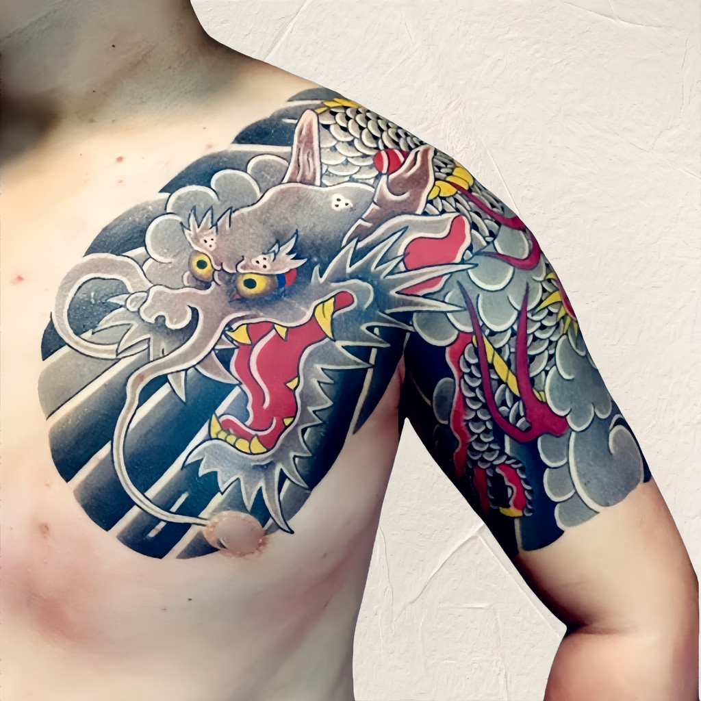 สติ๊กเกอร์สัก สติกเกอร์รอยสักกึ่งถาวร แทททูกันน้ํา7วัน หลัง-หน้าอกแฟชั่น สีสันสดใส สวมใส่15วัน* - รูปที่ 6