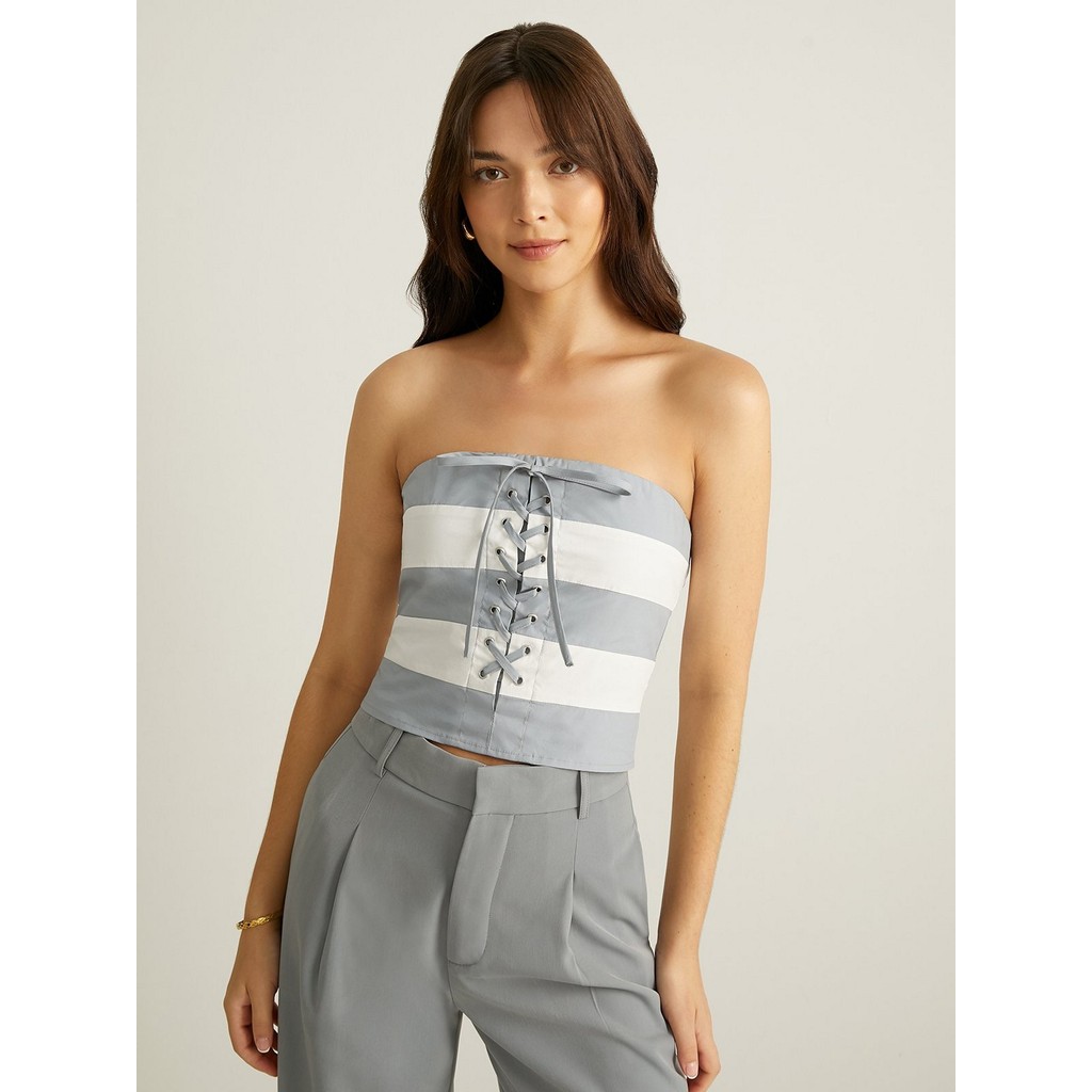 [Pomelo] เสื้อเกาะอกดีไซน์ทรงคอร์เซ็ต / Corset Style Tube Top
