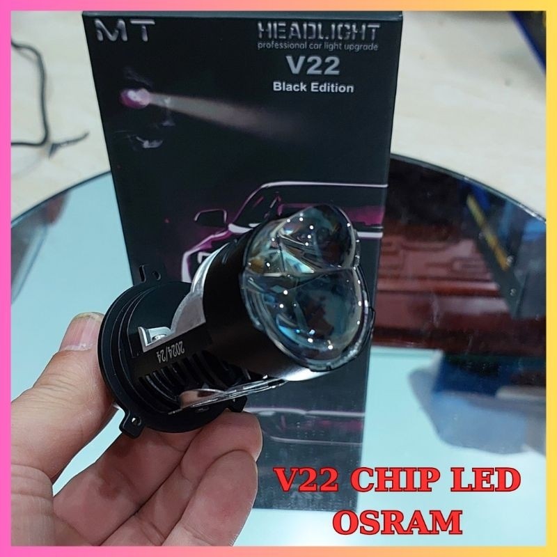 V22 ULTRA ไฟหน้า Led สว่างมากสําหรับรถยนต์และรถจักรยานยนต์ หมุด H4 ความจุ 60W