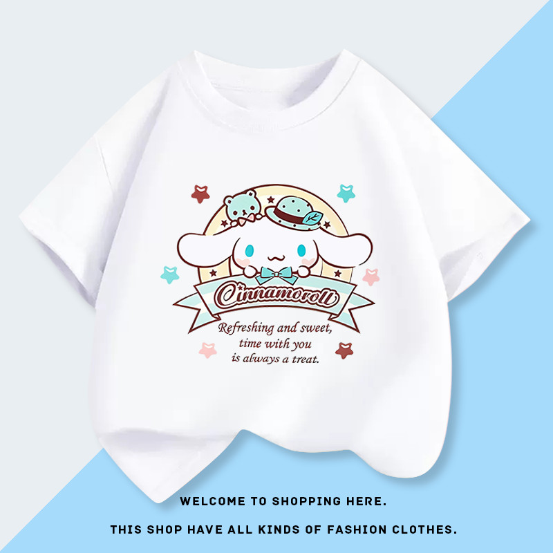(จัดส่งตลอด 24 ชั่วโมง) Yugui Dog Series เสื้อยืดแขนสั้นน่ารักสําหรับเด็กผู้หญิงน่ารักสไตล์ใหม่ครึ่งแขน T83