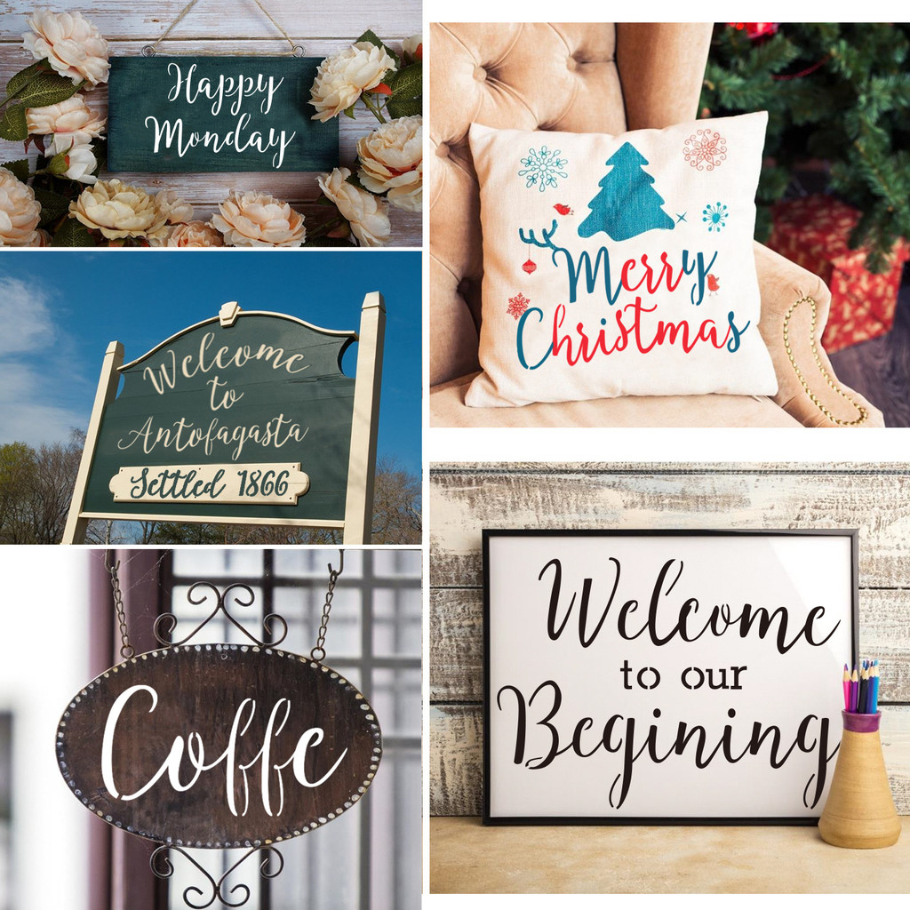 DIY แม่แบบภาพวาดตัวอักษรภาษาอังกฤษ Hollow Graffiti Wall Painting Template