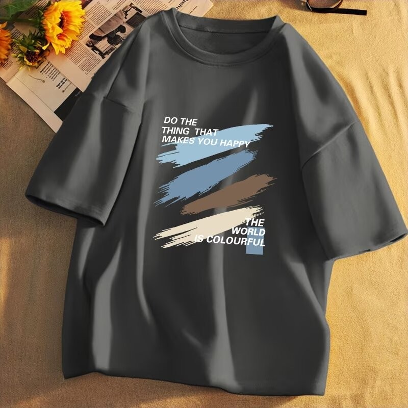 M-8xl แฟชั่นเกาหลีสีชมพู Tee Men Plus ขนาดแขนสั้นเสื้อยืดฤดูร้อนสบายๆหลวม Oversize Top