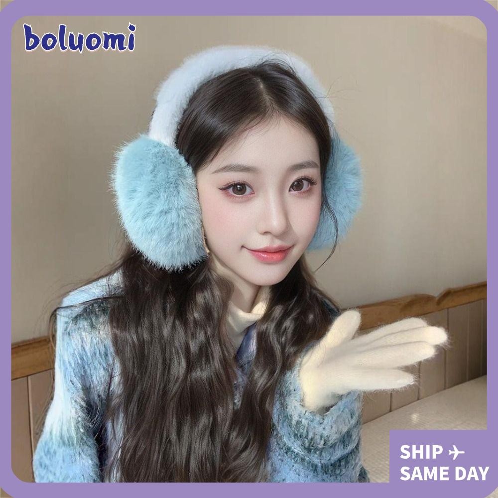 โบลูโอมิ ที่อุ่นหูตุ๊กตา, กันลมหนาฤดูหนาวที่อบอุ่นปิดหูกันหนาว,ปุยสีทึบหูปกนุ่มพับ ที่ปิดหู