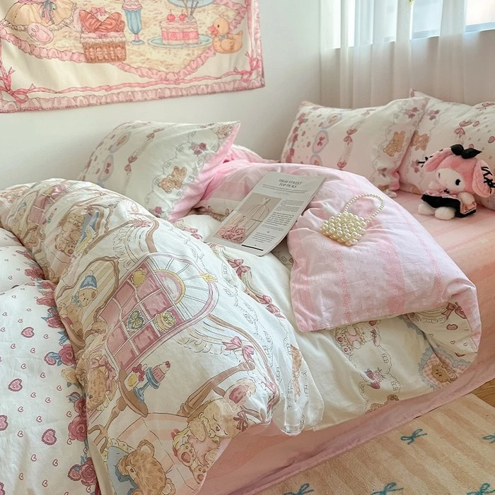 ชุดเครื่องนอนผ้าฝ้ายสไตล์โลลิต้าลายการ์ตูน