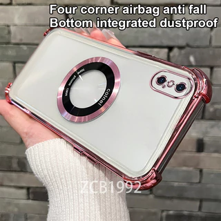 กันกระแทกเคสสําหรับ Iphone X XS XR XS MAX เคสโทรศัพท์ TPU แว่นขยายแม่เหล็กล่าสุดโปร่งใส premium Soft Case