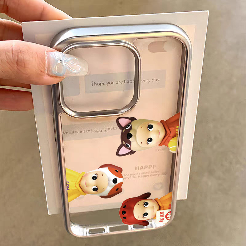 sonny angel สําหรับiphone 15 Pro Max 11 14 XR 13 12 Pro Max 8 7 Plus X Xs Max Se 2020 13 12 11 นุ่มหรูหราElectroplatedกรอบโปร่งใส