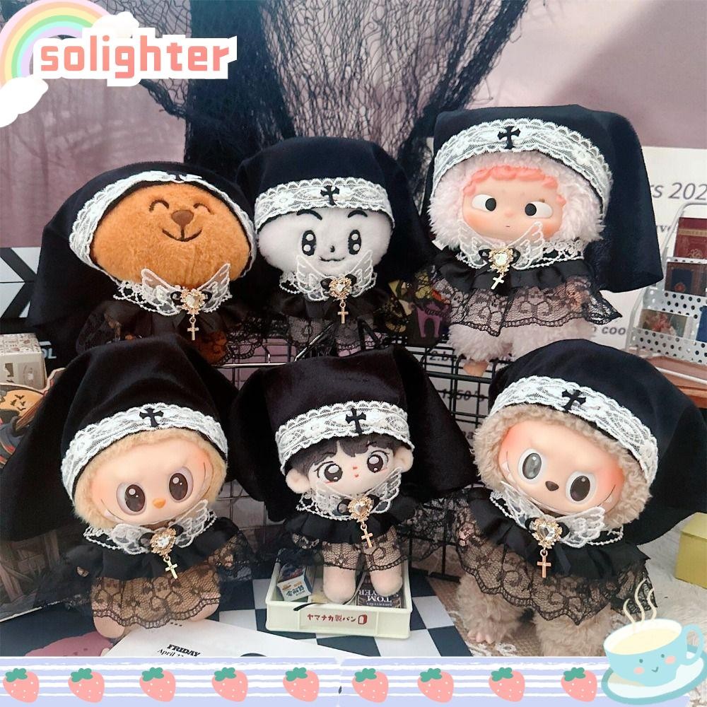 Solighter Labubu ตุ๊กตาเสื้อผ้า นั่งและปาร์ตี้ POP MART เสื้อผ้าตุ๊กตาผ้าฝ้าย, ผ้าคลุมไหล่ Octopus น่ารักการ์ตูนตุ๊กตาอุปกรณ์เสริมสําหรับ 10/15/17 ซม.ตุ๊กตา