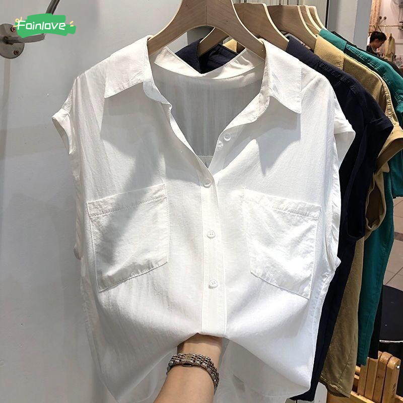 ผู้หญิงแขนสั้นสีทึบเสื้อโปโลทุกการแข่งขันหลวมสไตล์เกาหลีแฟชั่นใหม่เสื้อยืดด้านบน