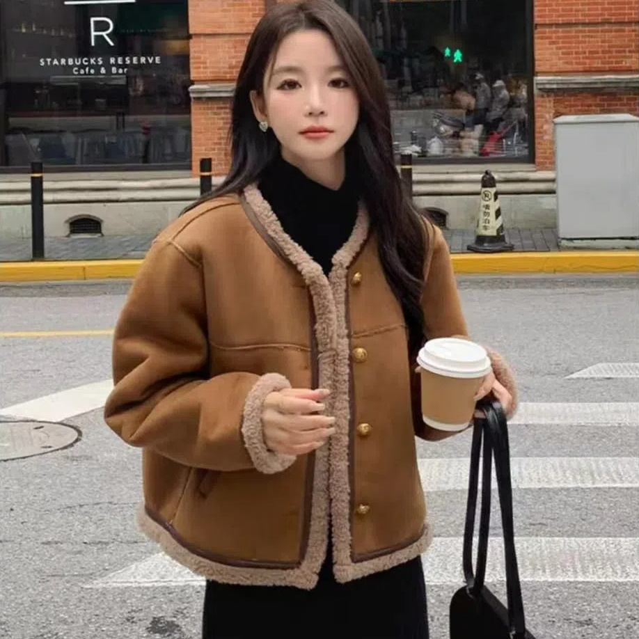 Maillard New Loose Coat Short Korean Coat Lamb Thickening Coat