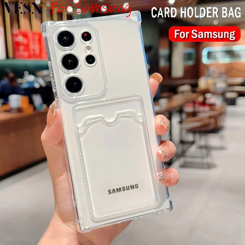 เคสกันกระแทกเคสใส่บัตร เคสซิลิโคนใส เคสใสทรงสี่เหลี่ยม Samsung ss Galaxy S24 S24+ S23 S23+ S22 S22+ S21 S21+ S20 FE S20+ S10 S10+ S10E Note 20 Ultra 10 Plus 9 4G 5G 2024