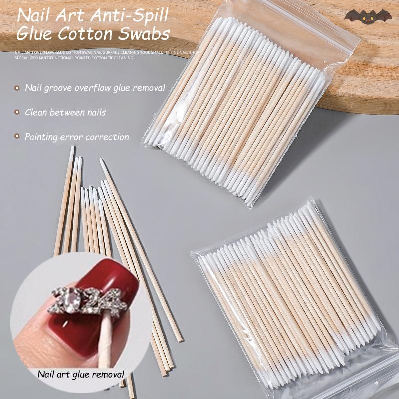 [PE] 100 ชิ้นทิ้งเล็บป้องกันการรั่วไหลกาวไม้ผ้าฝ้าย Buds Sticks al เครื่องมือทําความสะอาด TH