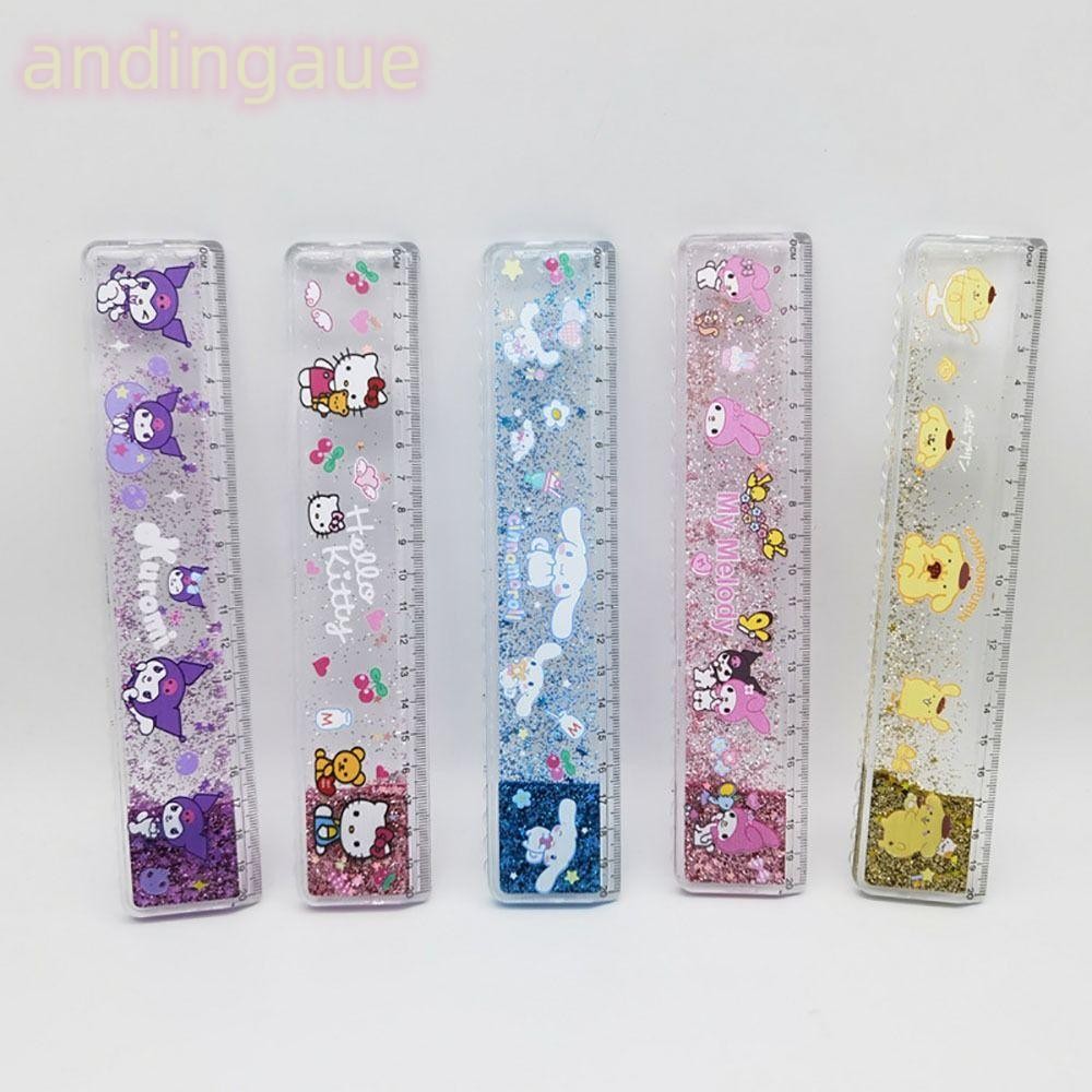 SANRIO อันนิน ไม้บรรทัดอะคริลิค,20ซม./7.87ใน ซานริโอ วัดไม้บรรทัด,การ์ตูนคุณภาพสูงเครื่องเขียนอุปกรณ์การเรียนรู้ไม้บรรทัดวาด