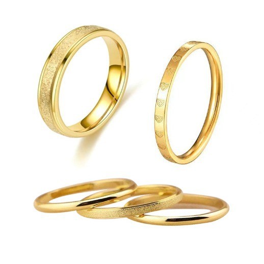 Niche High-End Heart-to-Heart Gypsophila สแตนเลส Love Four-Leaf Clover แหวนสามชี