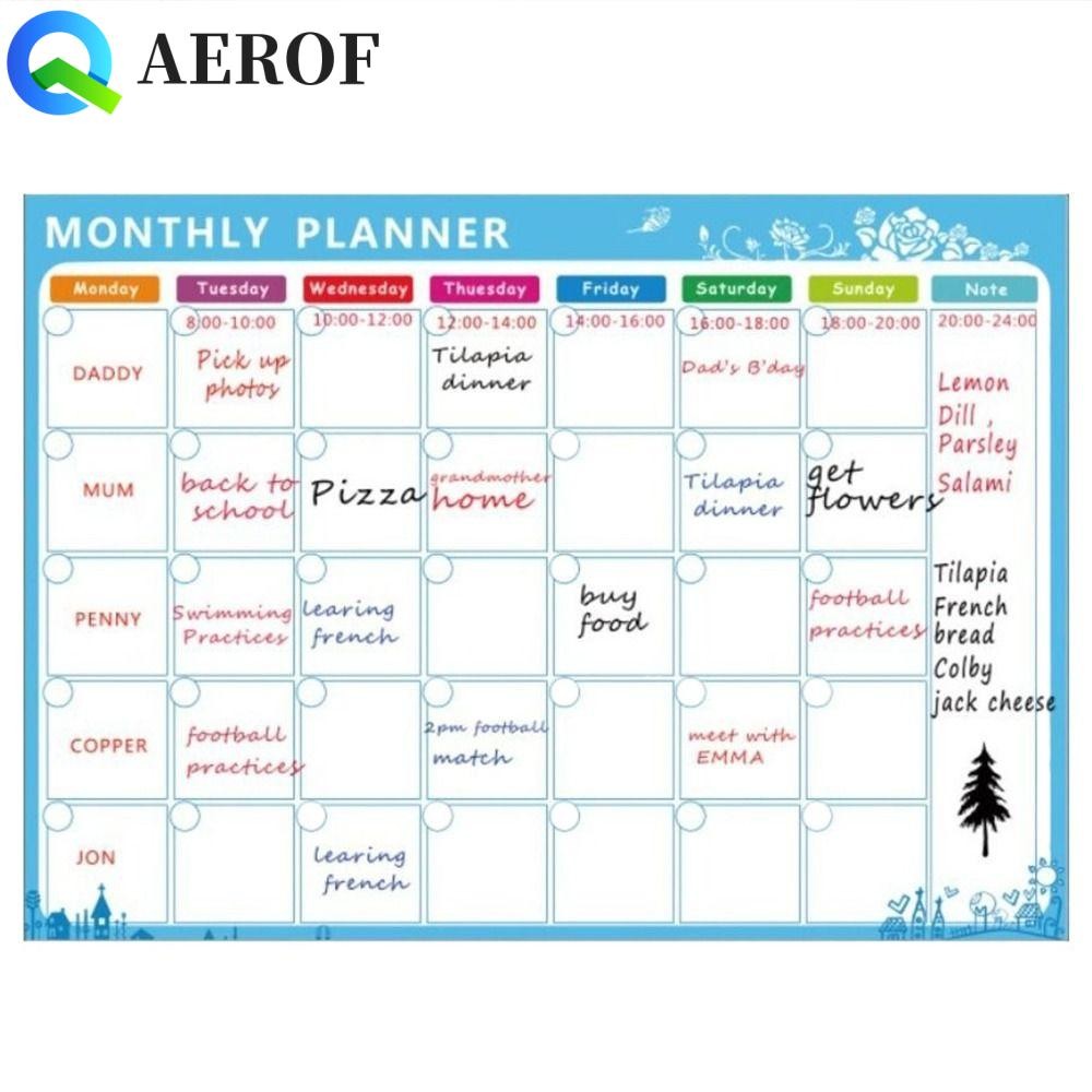 Aerof Magnetic รายเดือน Planner, Erasable A3 ปฏิทินไวท์บอร์ด, INS 12 "X 16" To Do List Schedule Message Organizer Office