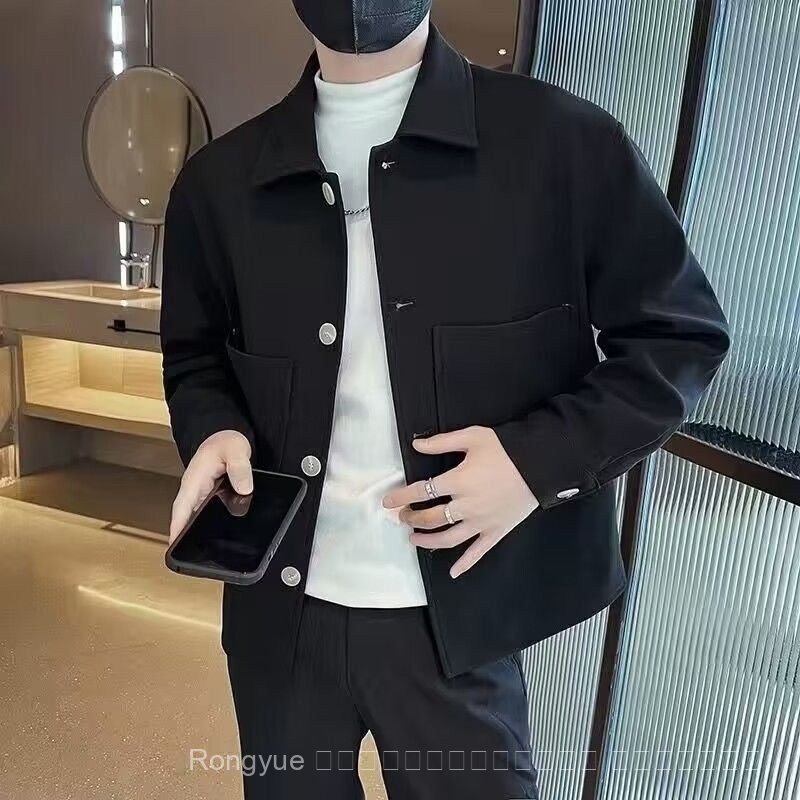 เสื้อโค้ทผู้ชายระดับไฮเอนด์ INS เสื้อแจ็กเก็ตสไตล์เกาหลีแบบใหม่มีกระเป๋าใหญ่2024ฤดูใบไม้ผลิและฤดูใบไม้ร่วง