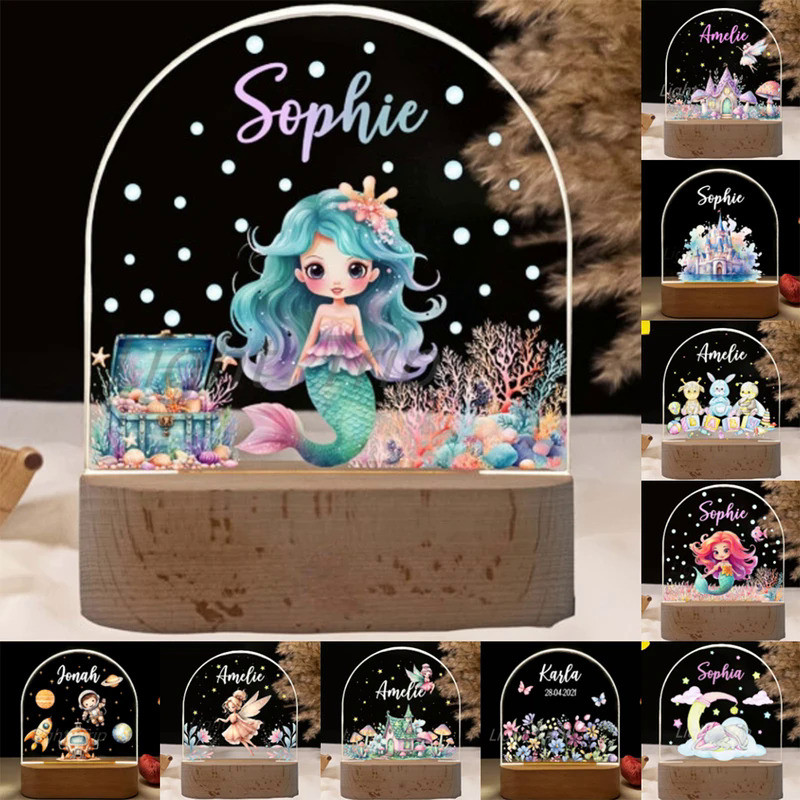 Personalized Children Fairy Lamp Custom Castle 3D Night Light For Kids Tinkebell Bedroom Home Decora