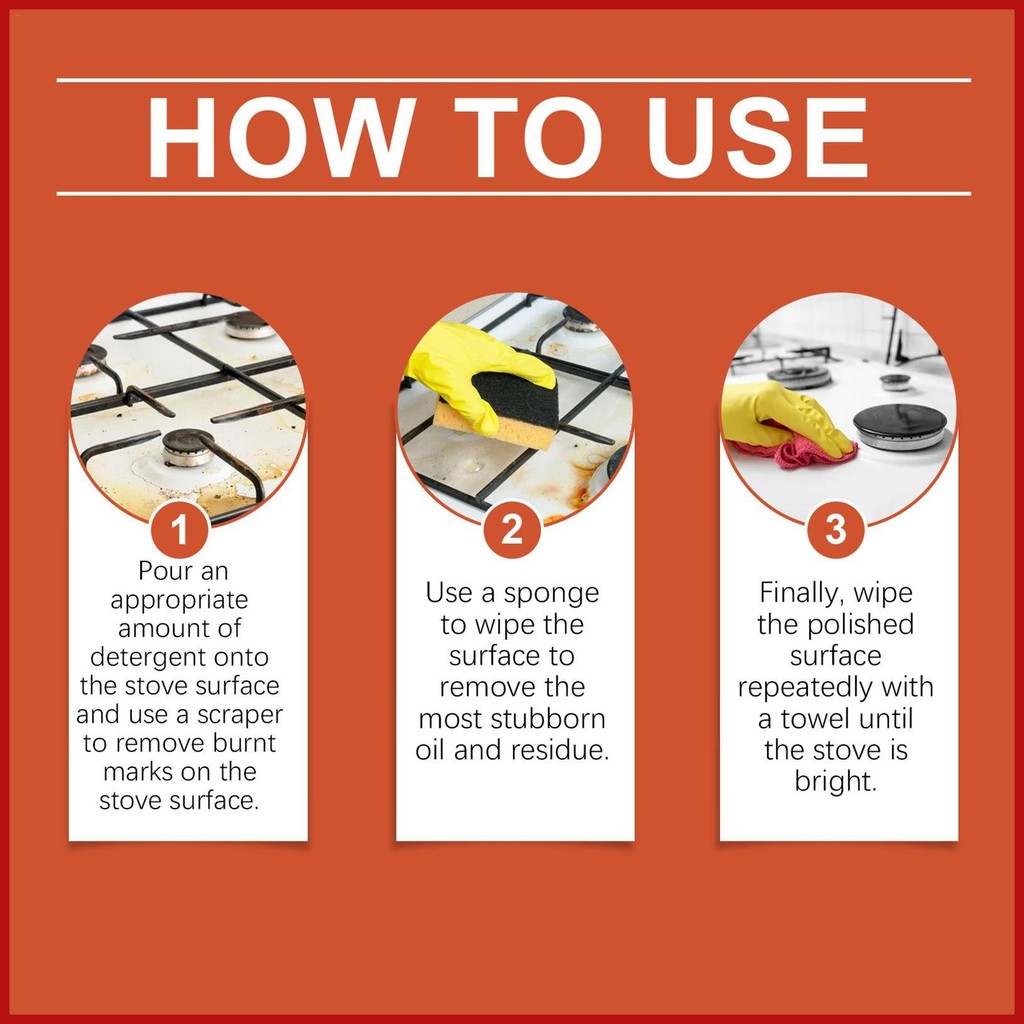 Cook Top ชุดทําความสะอาด Non-Scratch ชุดทําความสะอาด Glass Cooktop Cleaner เซรามิค Non-Abrasive ที่มีประสิทธิภาพห้องครัว postermy - รูปที่ 4