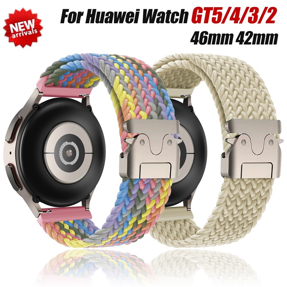 22 20 มม. Braided Nylon Loop สําหรับ HUAWEI WATCH GT 5 4 Pro 46 มม.GT 3 42 มม.Amazfit GTR4/3/2 ผู้หญิงผู้ชายสร้อยข้อมือกีฬา