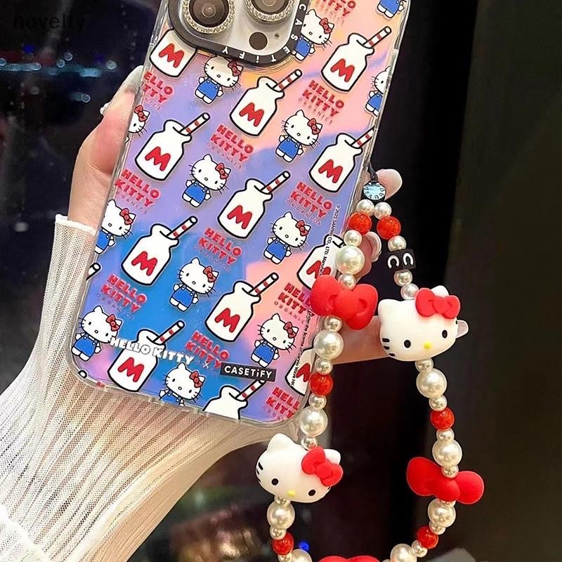 Nly แฟชั่น Kawaii การ์ตูน Kt แมวมือถือจี้ Anti-lost Lanyard ข้อมือเชือกสําหรับผู้หญิงสาวน่ารักรักสตรอเบอร์รี่โทรศัพท์ Chain ของขวัญ N