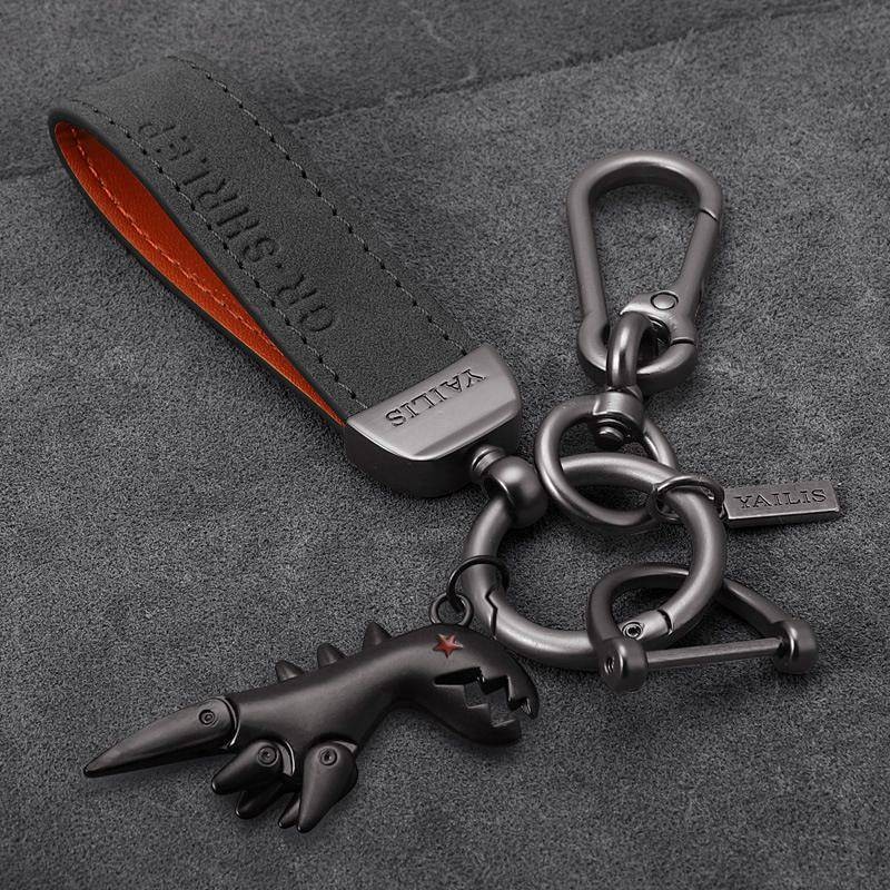 Small Hole Dragon Suede Keychain Cartoon Dinosaur Pendant Car Keychain Car Only Vachette Clasp Personality Car decorations WAOr