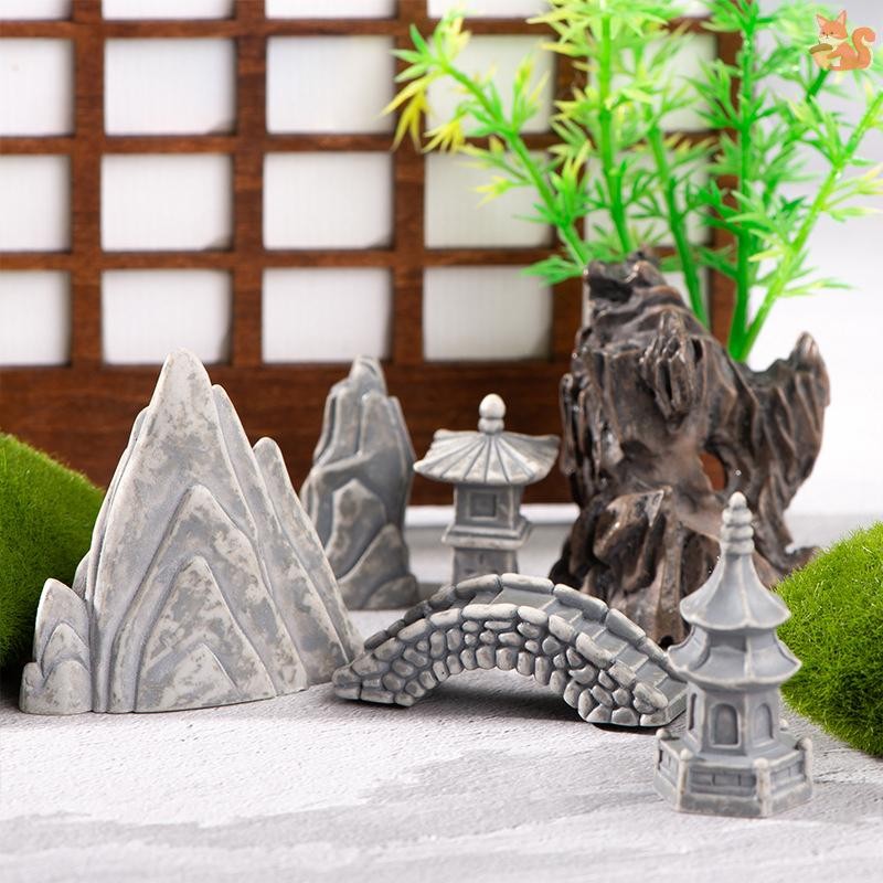 [BI] Rockery Stone Tower House Mini Home Decor Miniature Fairy Garden เครื่องประดับอุปกรณ์ตกแต่งงานฝีมือ TH
