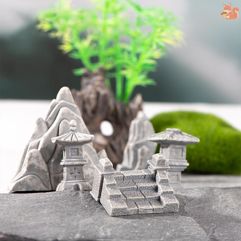 [BI] Rockery Stone Tower House Mini Home Decor Miniature Fairy Garden เครื่องประดับอุปกรณ์ตกแต่งงานฝีมือ TH