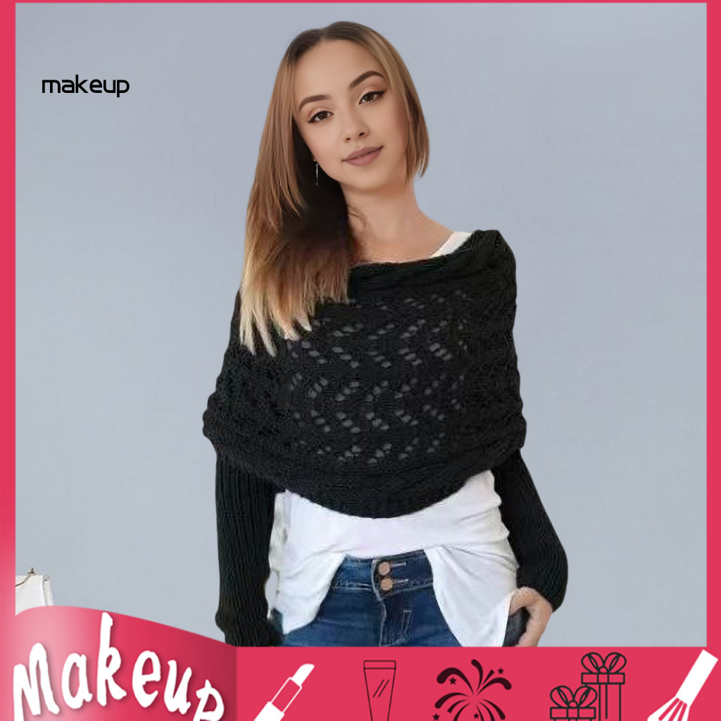 [ม.ค] เปิดเป้าผ้าคลุมไหล่แขนสายถักผ้าคลุมไหล่สไตล์โบฮีเมียนถักเคเบิ้ลห่อด้วยแขนสีทึบกลวงบิดโครเชต์แบบผู้หญิงผ้าคลุมไหล่ผ้าพันคอเส