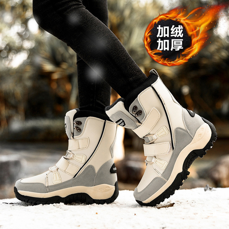 พร้อมสต็อกขนาด36-42 Velcro หลอดยาวรองเท้าหิมะรองเท้าผ้าฝ้ายซับขนแกะหนารองเท้าผู้หญิงฤดูหนาวกลางแจ้งรองเท้าผ้าฝ้ายซับขนแกะรองเท้าผ้าฝ้ายที่อบอุ่นของผู้หญิงเย็น Resis