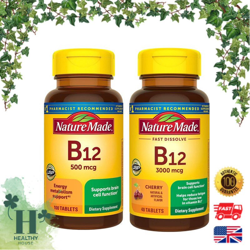 พร้อมส่ง Nature Made Vitamin B12 500 mcg / 3000 mcg B-12 วิตามินบี 12 บำรุงระบบประสาท เม็ดเลือดแดง