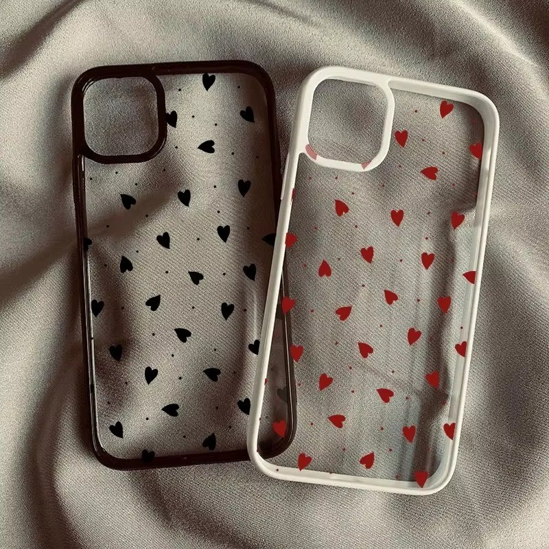 แฟชั่นสีชมพูlittle Love Heartเคสโทรศัพท์สําหรับiPhone16 15 14 13 12 11 Pro Max iPhone XS Max X XR 8 7 Plus SE2020 2022 น่ารักClear Hardกันกระแทก