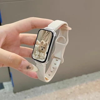 สายรัดซิลิโคนกรณีพีซีสำหรับ for Mi Band 9 Active/Redmi Band 3 ป้องกัน Gores ปกป้องหน้าจอโปร่งใสอุปกรณ์เสริมยางอ่อน