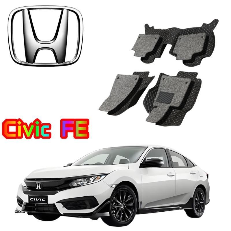 Civic FE พรมในรถยนต์6D แบบเต็มพื้น สำหรับรถCivic FE 1ชุดมี3/4ชิ้น ยนต์ พรมปูพื้นรถยนต์6D