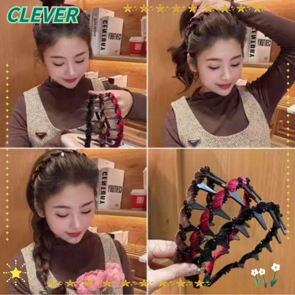 CLEVER เครื่องประดับผมทรงสูง, ที่คาดผมผู้หญิงเพชรกระพริบคลื่น, กิ๊บกํามะหยี่ผ้าไหมแฟชั่นสําหรับผมหัก Tidy-up