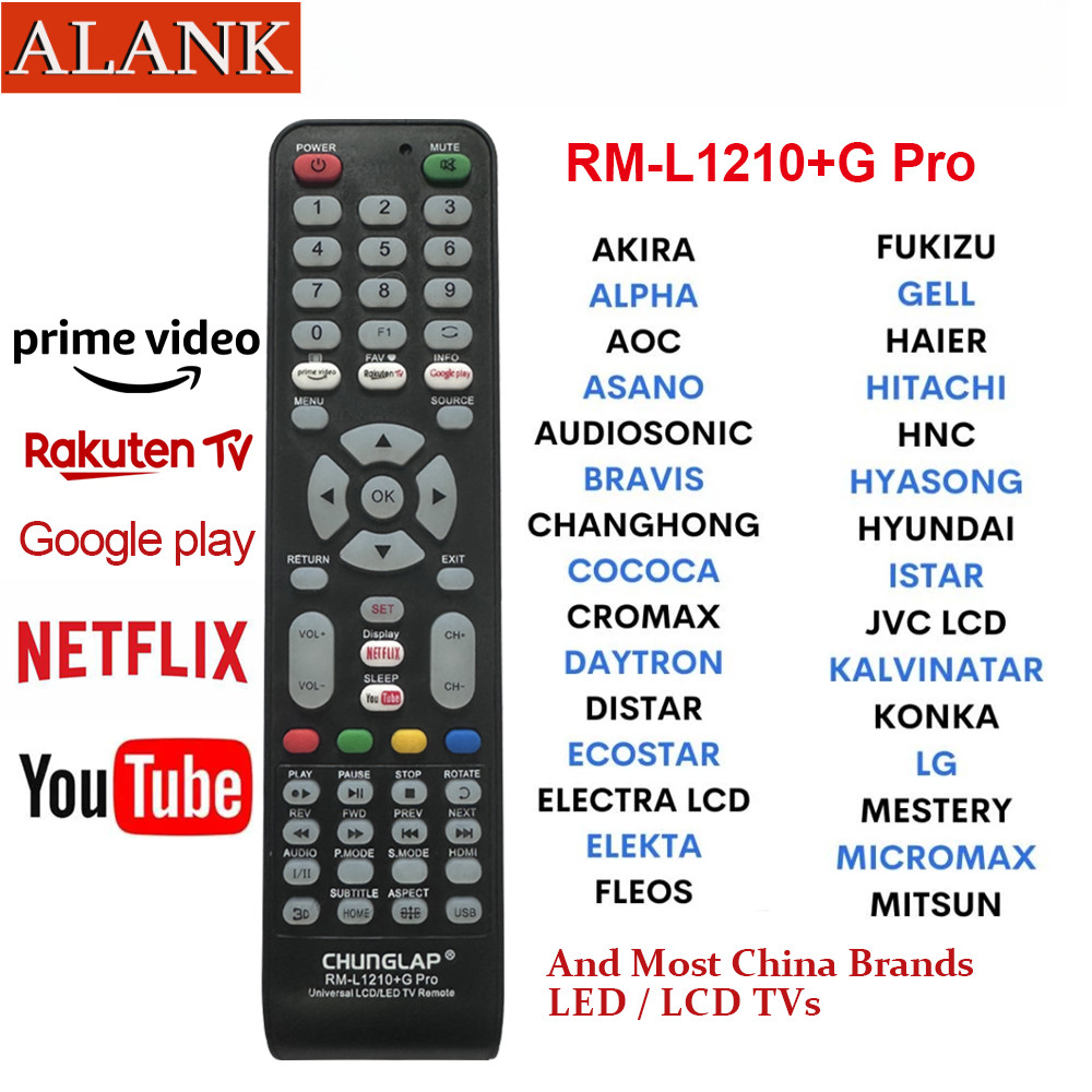 ALANK รีโมทสากล สำหรับทีวี LED/LCD TV รีโมทคอนโทรล ใช้ได้กับหลายยี่ห้อ RM-L1210+G Pro