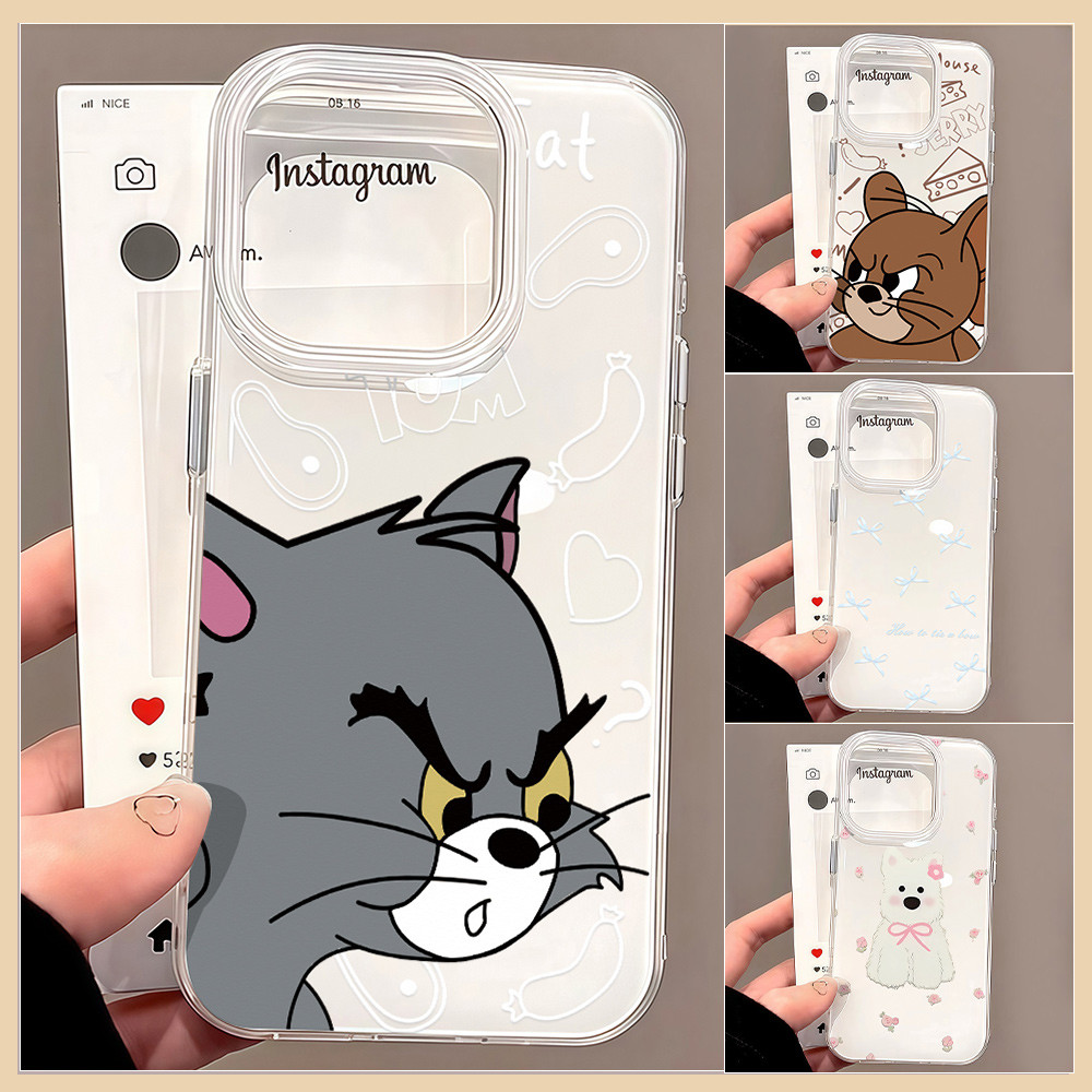 เคสมือถือ For iPhone 11 15 16 14 13 12 Pro Max X XS XR 13 Pro 15 16 Plus Case แมวน่ารักลายหนู ครีม IMD แบบนิ่ม TPU เคส – โปรปัง