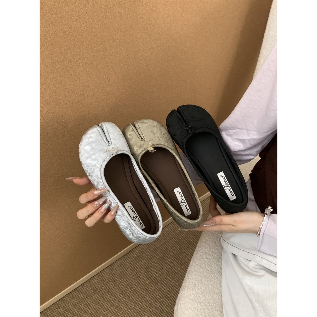 TT ด้านในเพิ่มความสูง Score Toe รองเท้าผู้หญิง 2025 รองเท้ากีบหมู Peas รองเท้าตัก