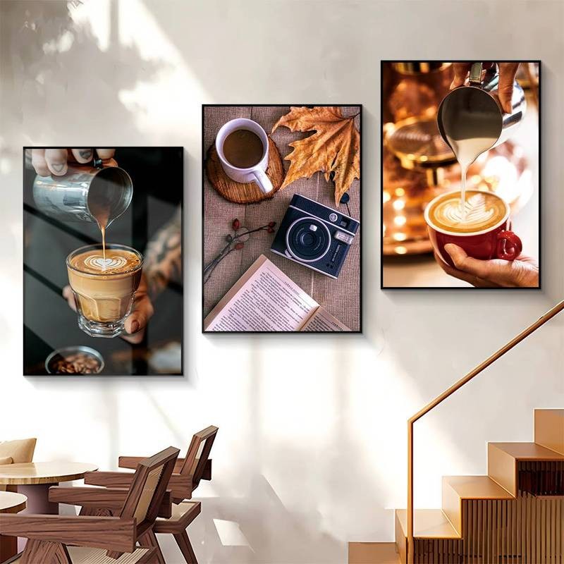 กาแฟมุมรูปแบบบรรยากาศร้านชานมตกแต่งผนังแขวนภาพวาดร้านกาแฟฮอลล์สุทธิสีแดงพื้นหลังสติ๊กเกอร์ติดผนังโปสเตอร์ภาพจิตรกรรมฝาผนัง
