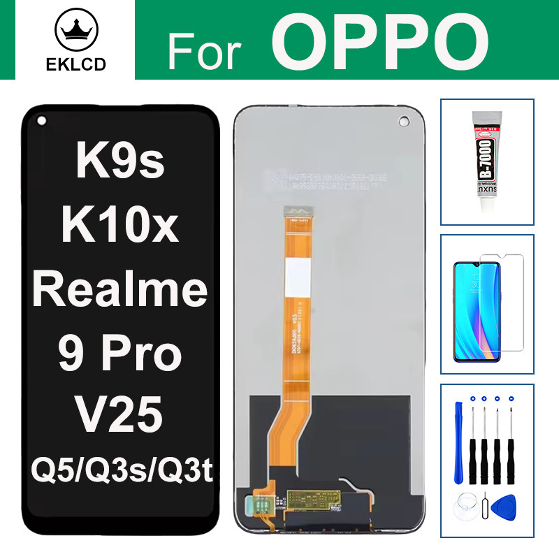 LCD ด้านบนสําหรับ OPPO Realme 9 Pro Q5 Q3s Q3t V25 K9s K10x 5G RMX3471 จอแสดงผล Touch Screen Digitiz
