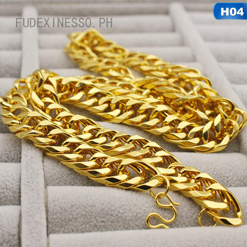 FDX1 18K Gold Plated สร้อยคอสําหรับชาย, 12 มม. 60 ซม.กว้างผู้ชาย Hip Hop CHAIN สร้อยคอ Cuban Link Ch