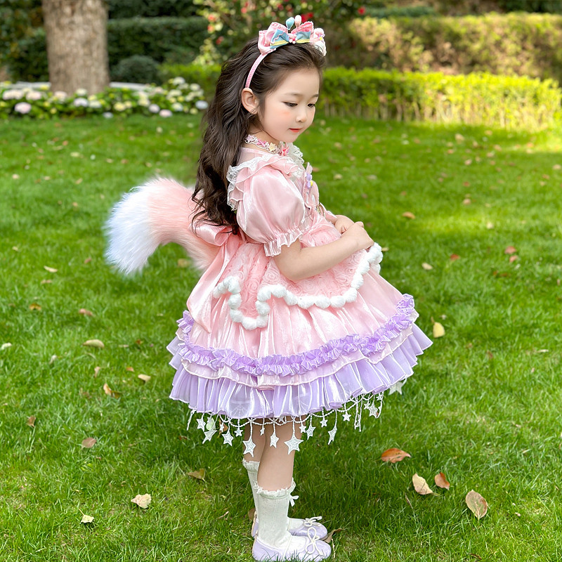 [คลังสินค้าพร้อม] Girls Ling Nabel Pink Dress ชุดเจ้าหญิงเด็กผู้หญิง ชุดการแสดงเด็ก ขนาด 100-150 X250707 ราคา ถูกที่สุด ดีลบีเคเค แกลเลอรีภาพที่ 3
