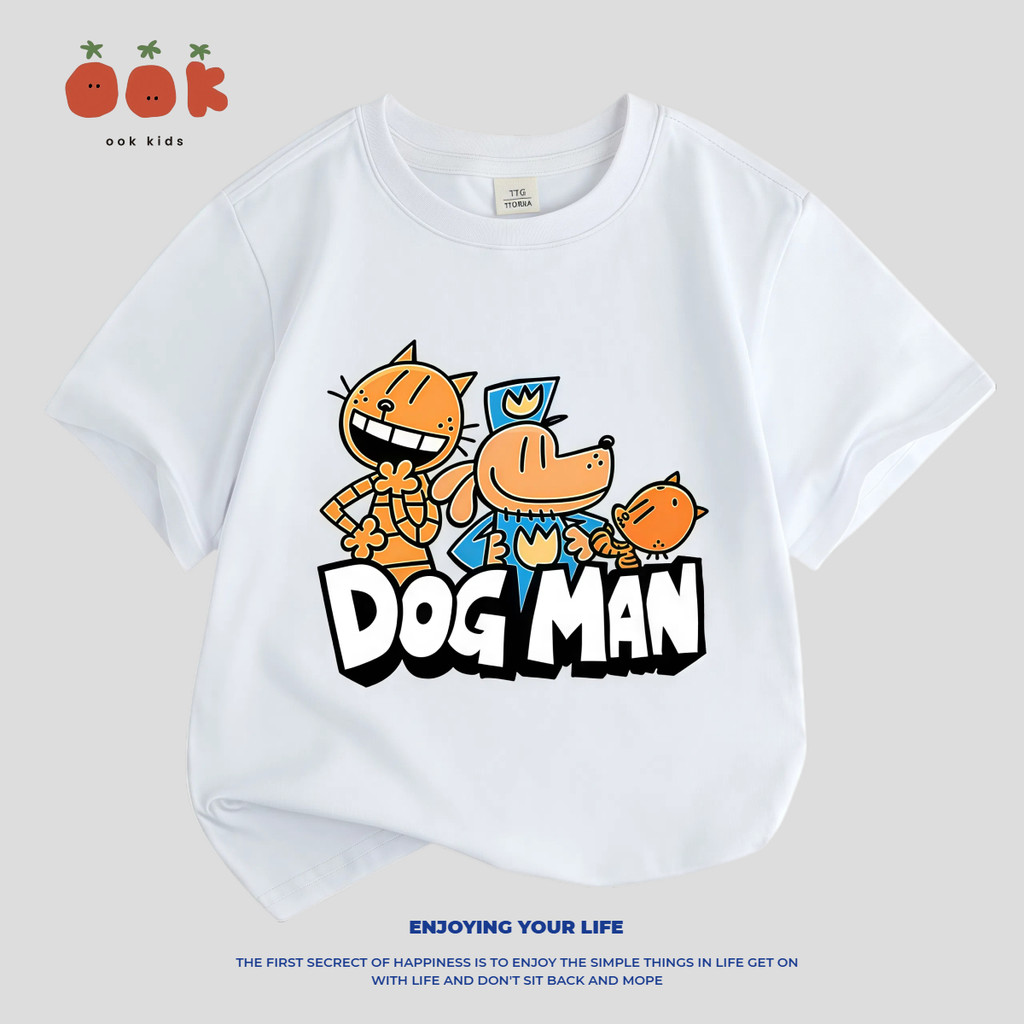 เสื้อยืดเด็ก ลาย Dog Man การ์ตูนตลก ผ้าคอตตอน นุ่ม รูปที่ 2