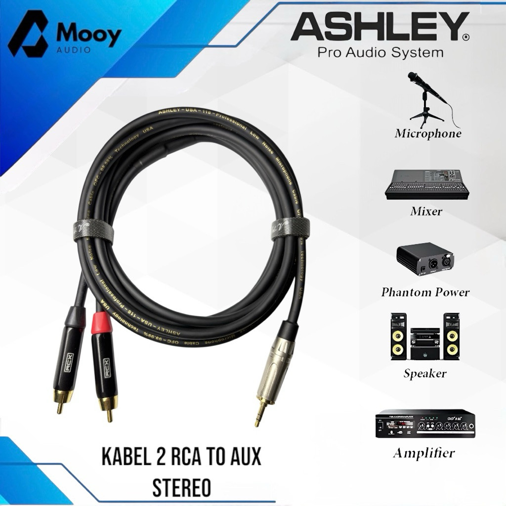 สาย Ashley AUX ไปยังสาย RCA original Ashley sutembaga