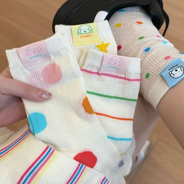 personal best ถุงเท้า ถุงเท้ายาว ถุงเท้าสีถุงเท้าเด็กกลางหลอดฤดูร้อนโดปามีนรุ่นบางน่ารักตาข่าย ins ถ