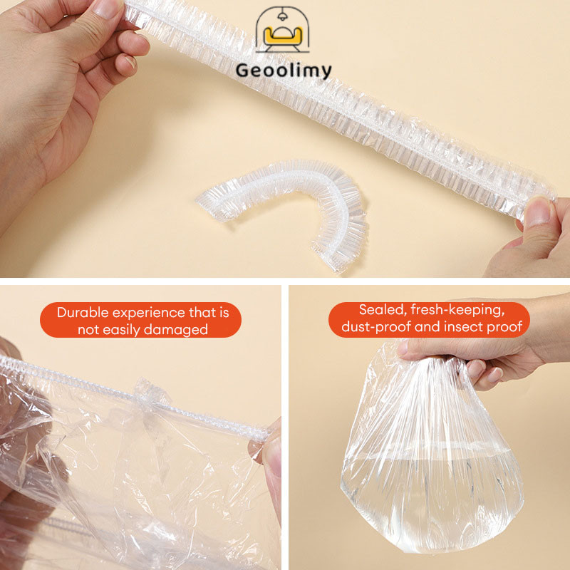 100 ชิ้นเกรดอาหารทิ้งพลาสติกห่อ Bahan Gred Makan PE Fresh Keeping ฟิล์ม Universal กันฝุ่นห่อทิ้งถุงเก็บสด