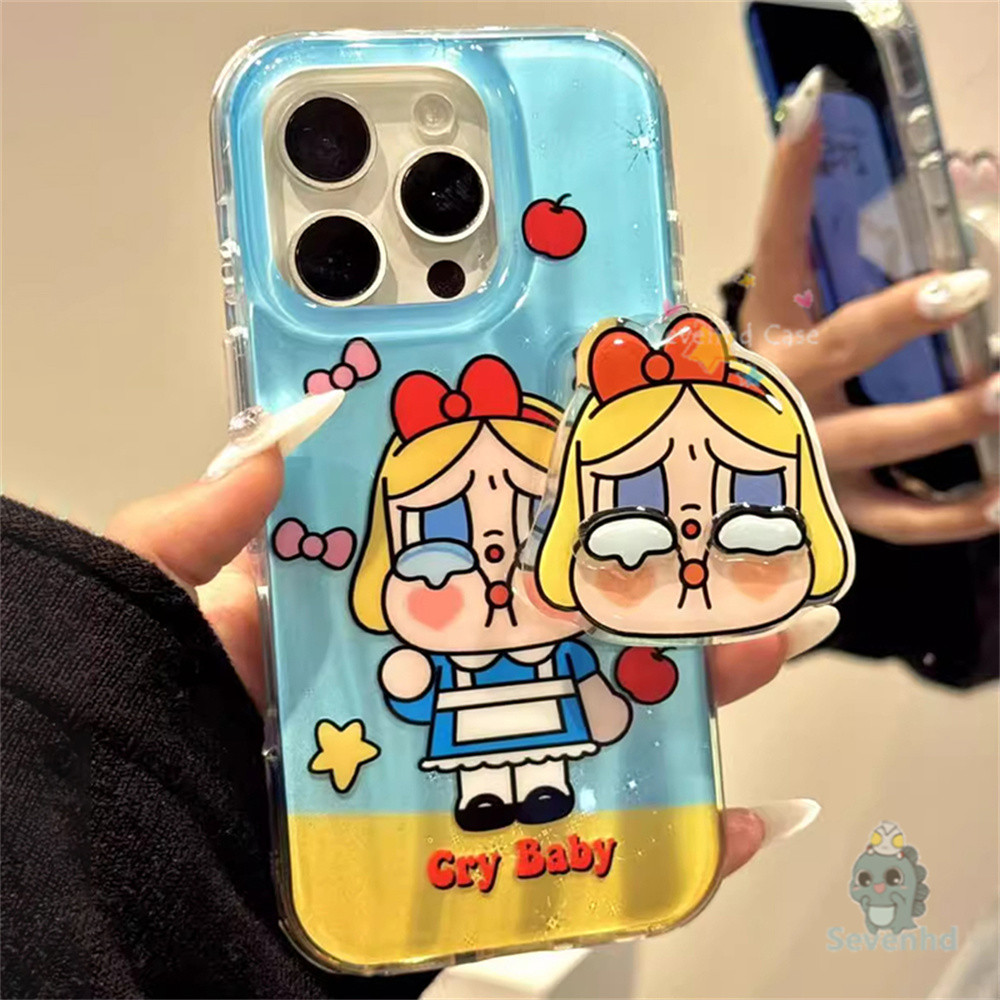 น่ารัก Cry Baby Fairy ผู้ถือปลอกสําหรับ iPhone 11 16 7Plus 15 14 13 12 Pro Max X XR Xs Max 8 7 Plus INS Clear Glitter การ์ตูนเยลลี่เคสโทรศัพท์พร้อมเชือกเส้นเล็กแฟชั่นฝาครอบป้องกัน