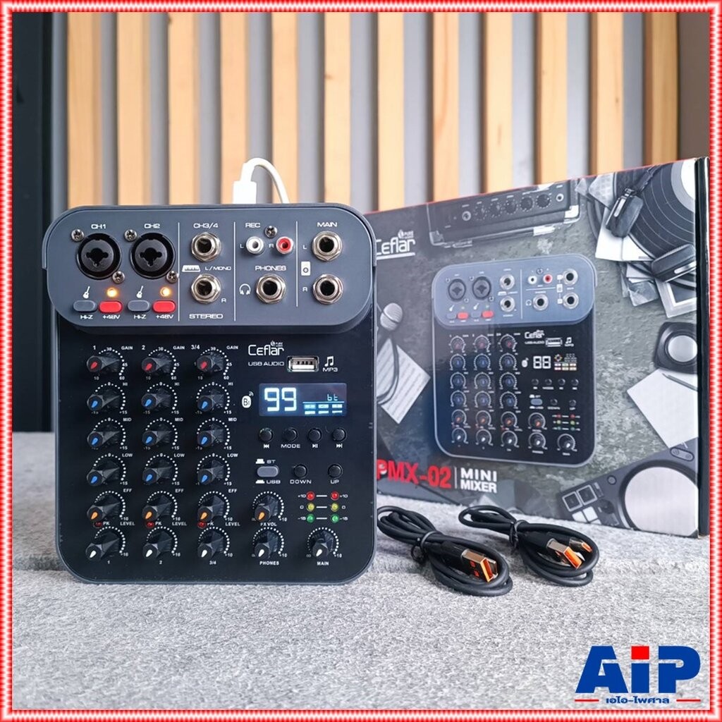 Ceflar PMX-02 MIXER มิกเซอร์ เอฟเฟ็ค 99DSP บลูทูธ USB อินเตอร์เฟส มิกซ์จิ๋ว ขนาดเล็ก พกพา PMX 02 PMX