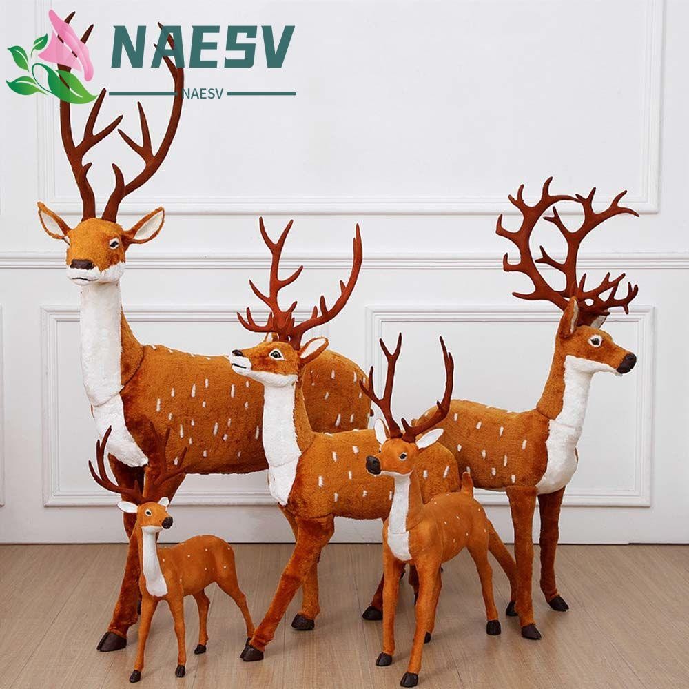 NAESV โมเดลตุ๊กตากวางเรนเดียร์จําลอง แฮนด์เมด สําหรับประดับตกแต่ง