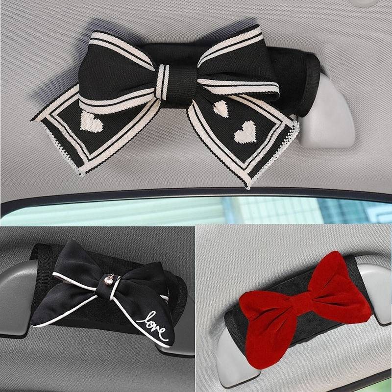 [Car Armrest Protective Cover-] Knitted Love Bow Car Handle Car Hand Brake Cover Car Door Handle Pro